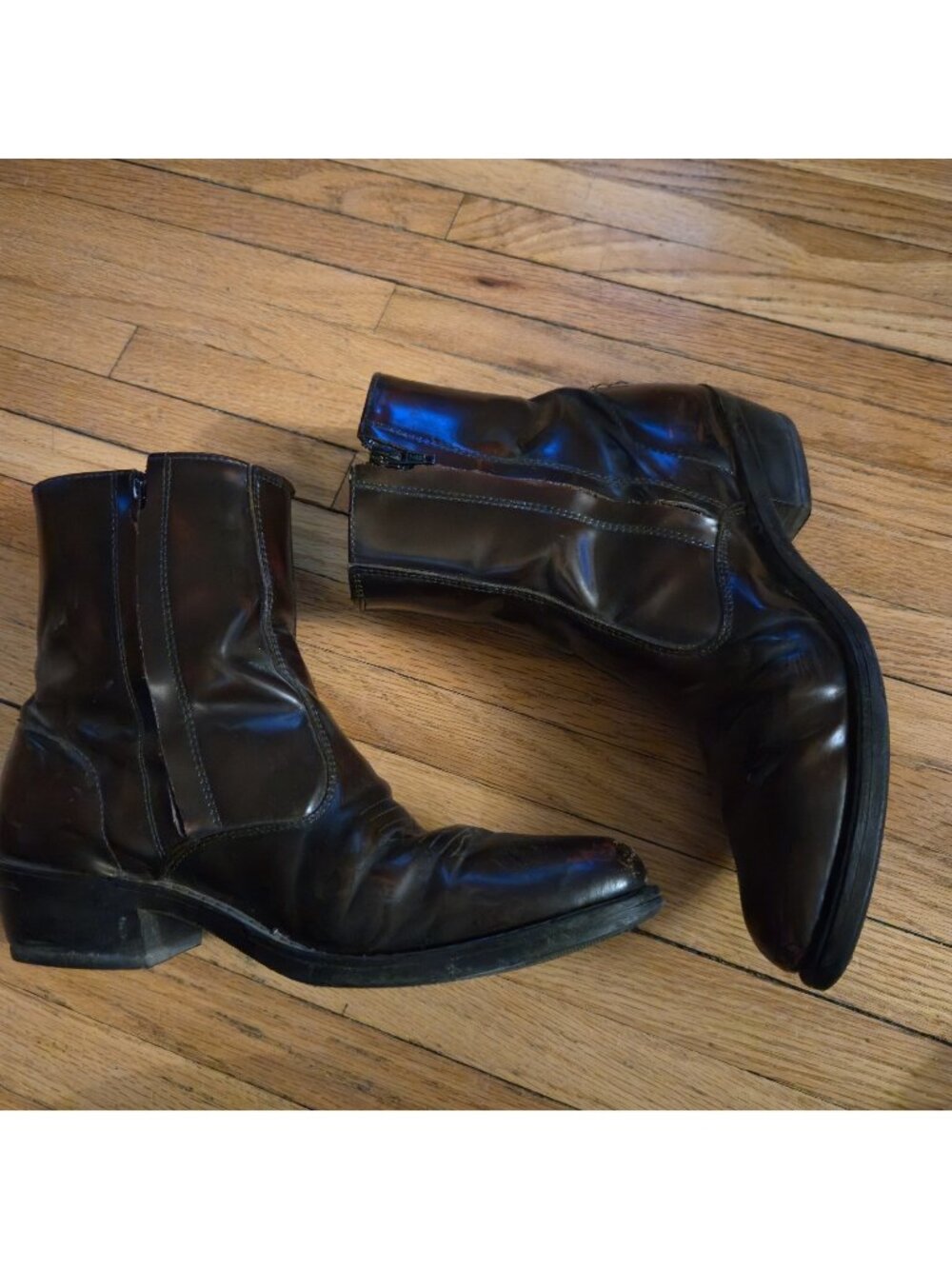 LAREDO LONG HAUL Mens Sz 8.5 Cherry Brown Leather Side Zip Western Boots 62008